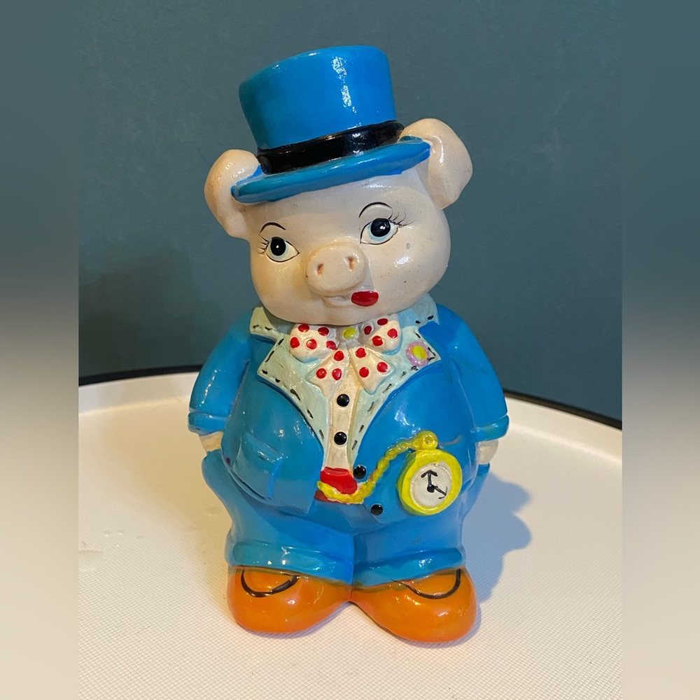 Vintage piggy bank - top hat and suit